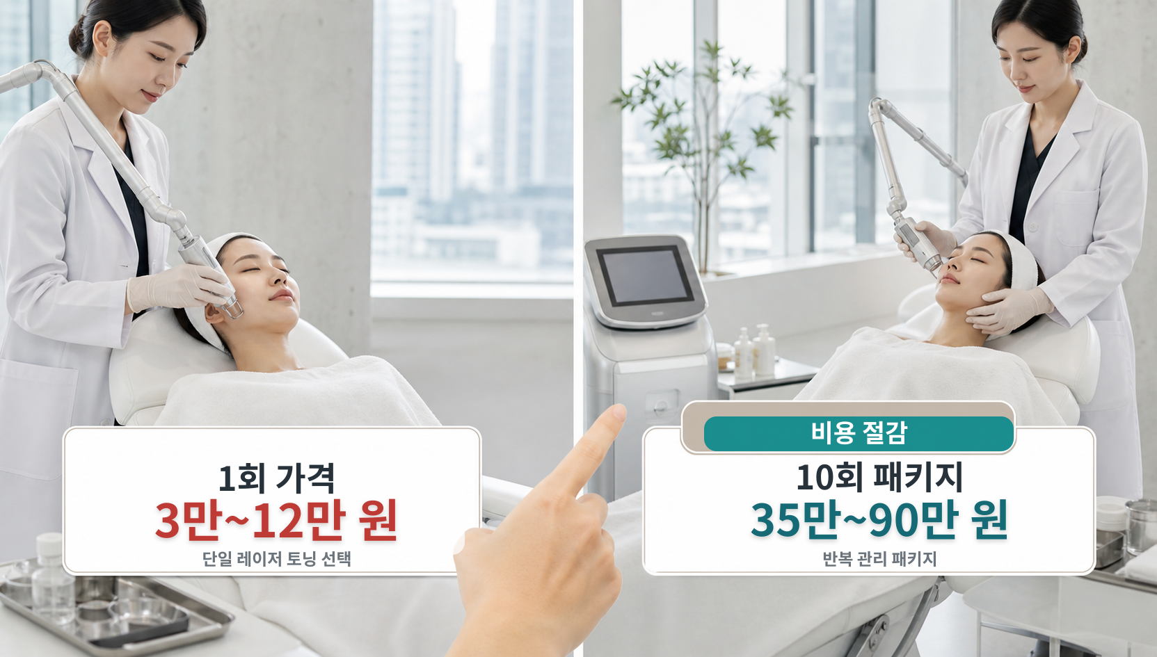 강남 레이저 토닝 비용 1회 가격과 10회 패키지 비교